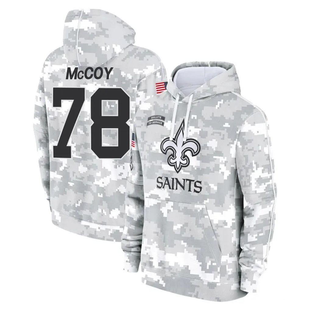 harde NO.Saints #78 Erik McCoy Player Arctic Camo Salute to Service Pullover Hoodies Limited Game Stitched Jerseys
