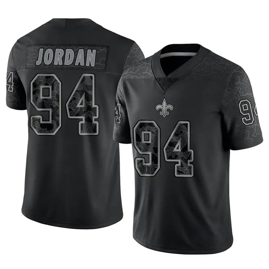 harde NO.Saints #94 Cameron Jordan Player Black RFLCTV Limited Stitched Jerseys