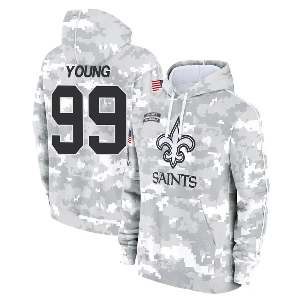 harde NO.Saints #99 Chase Young Player Arctic Camo Salute to Service Pullover Hoodies Limited Game Stitched Jerseys