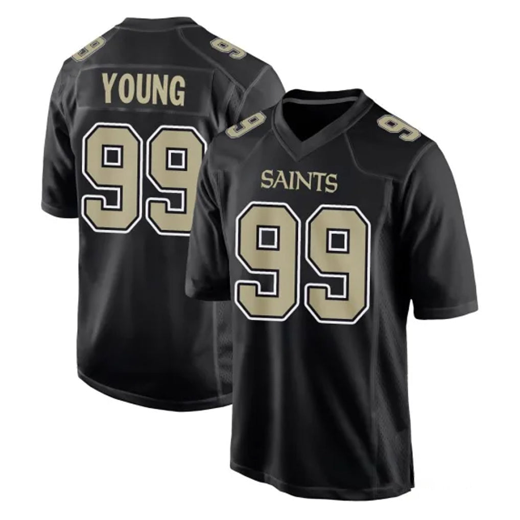 harde NO.Saints #99 Chase Young Player Black Carbon Fashion Home Game Stitched Jerseys