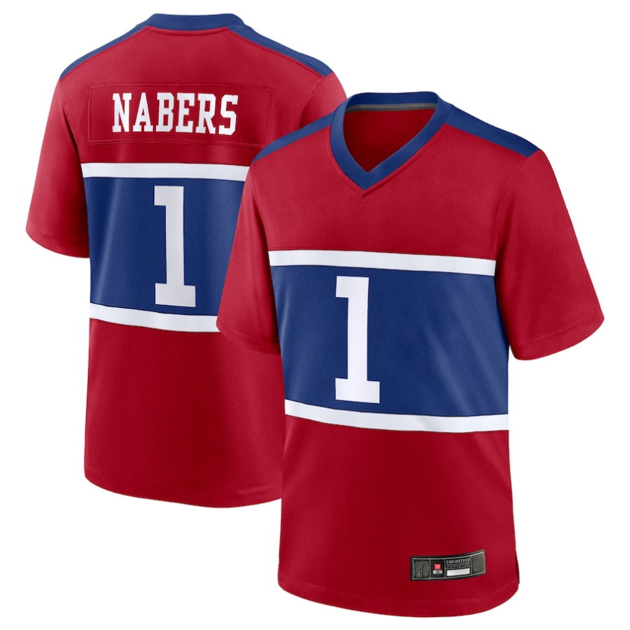 harde NY.Giants Century #1 Malik Nabers Player Red Alternate Game Stitched Jerseys