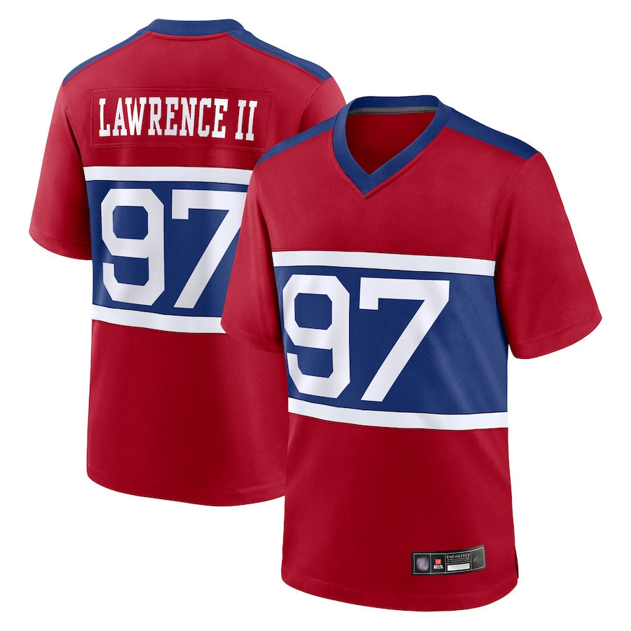 harde NY.Giants Secondary Throwback Alternate Jerseys - Red - #97 Dexter Lawrence II Player