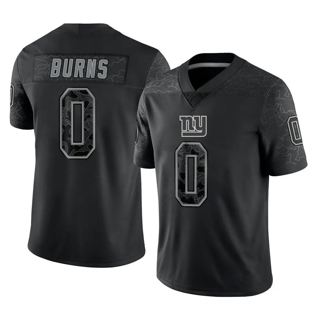 harde NY.Giants #0 Brian Burns Player Black Limited Reflective Home Game Stitched Jerseys