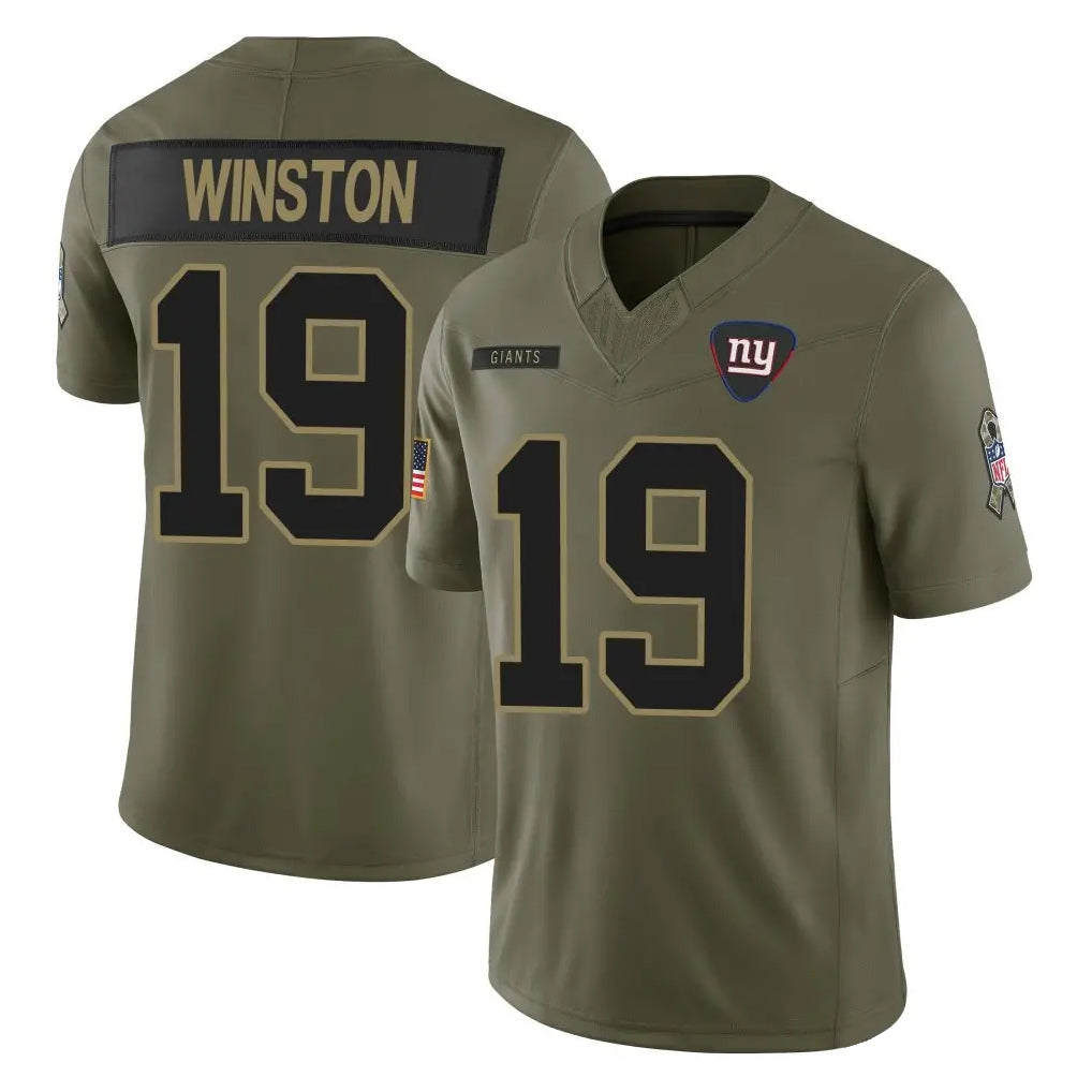harde NY.Giants #19 Jameis Winston Player Olive 2025 Salute To Service Limited Stitched Jerseys