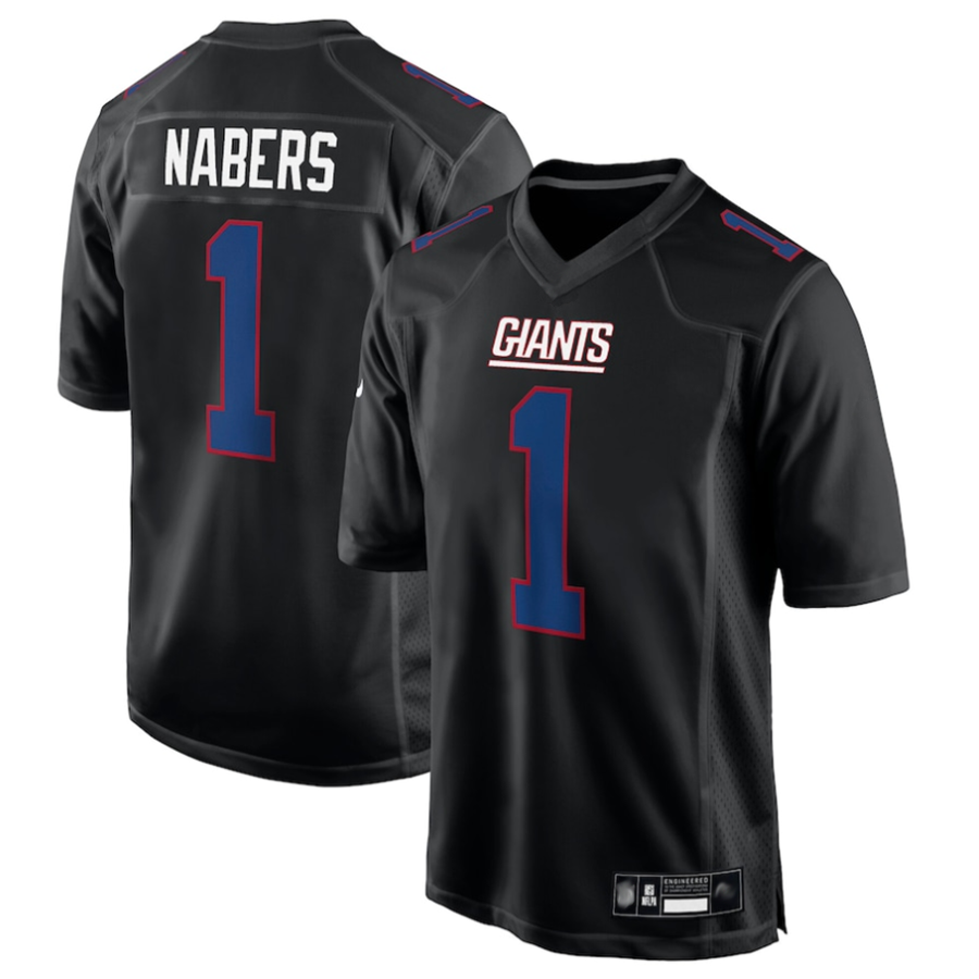 harde NY.Giants #1 Malik Nabers Player Carbon Black Fashion Stitched Jerseys
