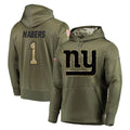harde NY.Giants #1 Malik Nabers Player Olive Salute to Service Pullover Hoodies Home Game Stitched Jerseys