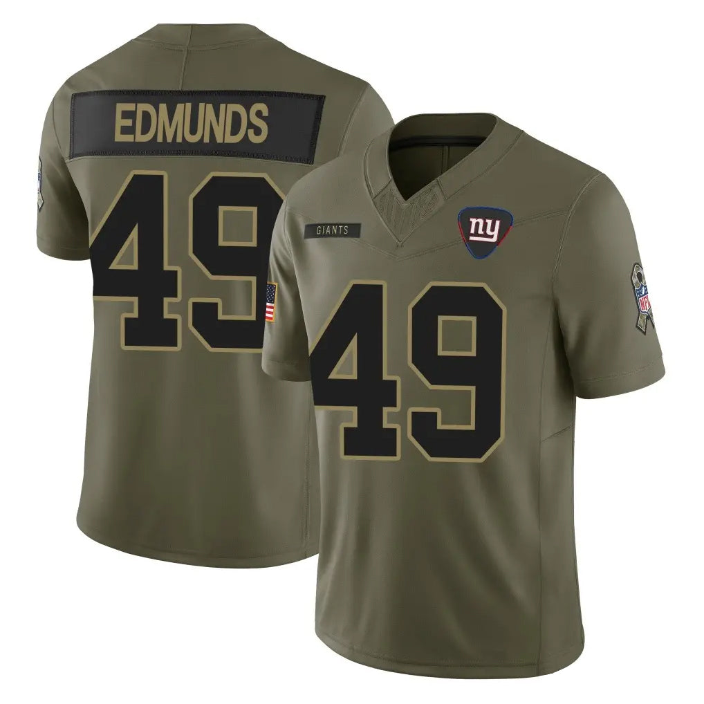 harde NY.Giants #49 Tremaine Edmunds Player Olive 2025 Salute To Service Limited Stitched Jerseys