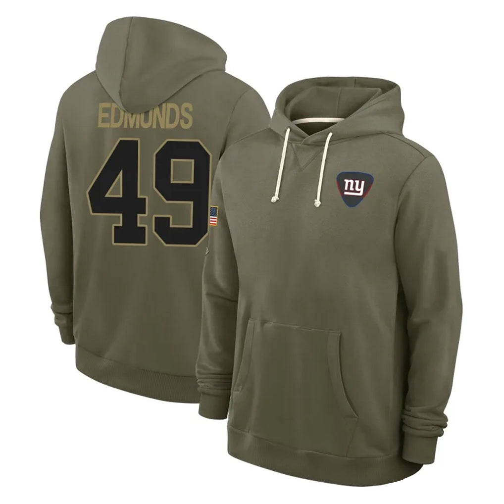 harde NY.Giants #49 Tremaine Edmunds Player Olive Salute to Service Pullover Hoodies Limited Stitched Jerseys