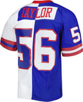 harde NY.Giants #56 Lawrence Taylor Mitchell & Ness Royal-White Split Legacy Replica Stitched Jerseys