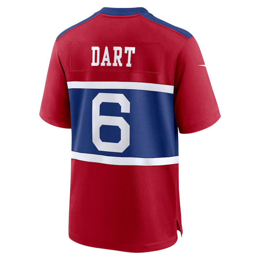 harde NY.Giants #6 Jaxson Dart Player Red Alternate Century Red Game Stitched Jerseys