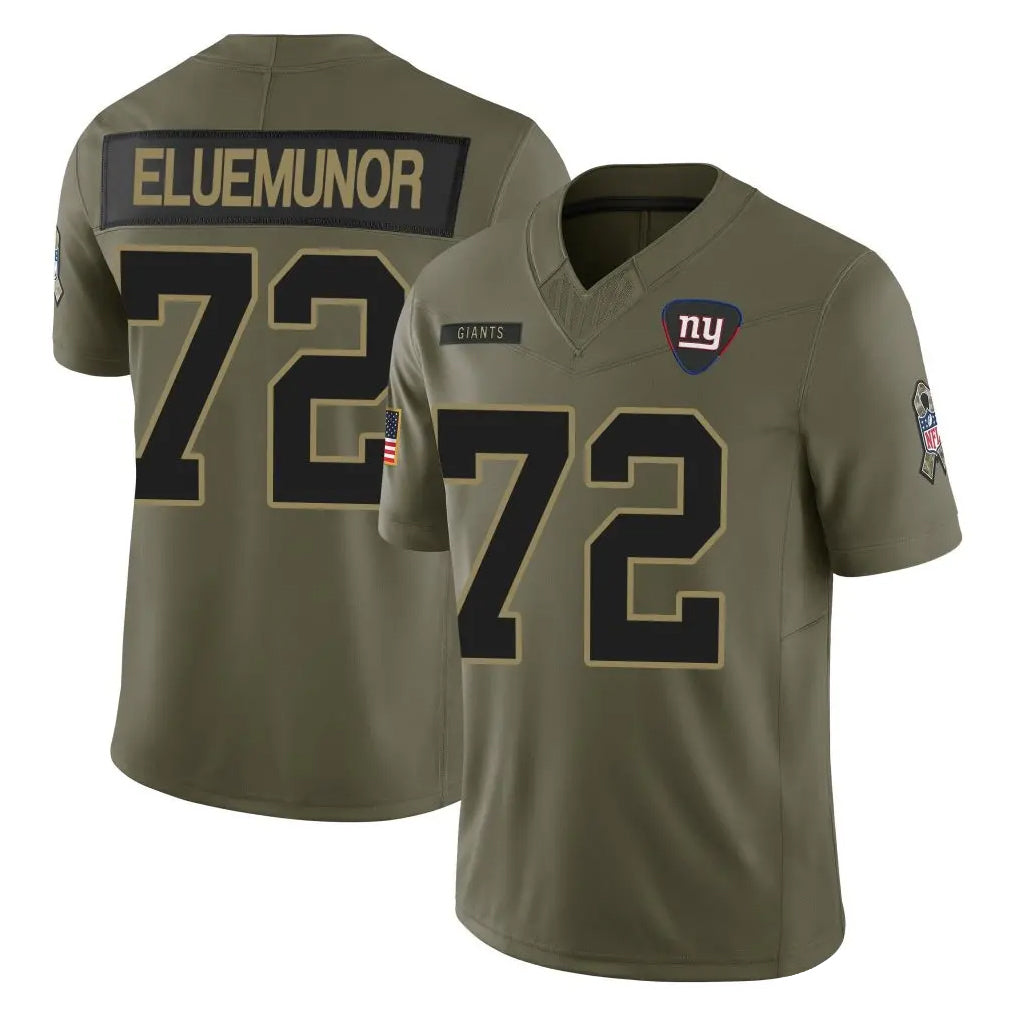 harde NY.Giants #72 Jermaine Eluemunor Player Olive 2025 Salute To Service Limited Stitched Jerseys