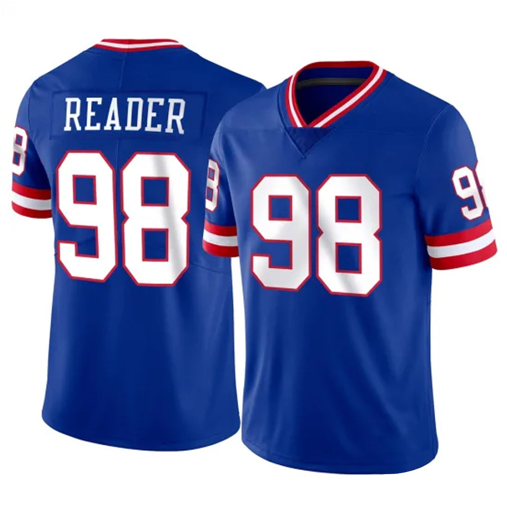 harde NY.Giants #98 DJ Reader Player Royal Classic Vapor Home Game Stitched Jerseys