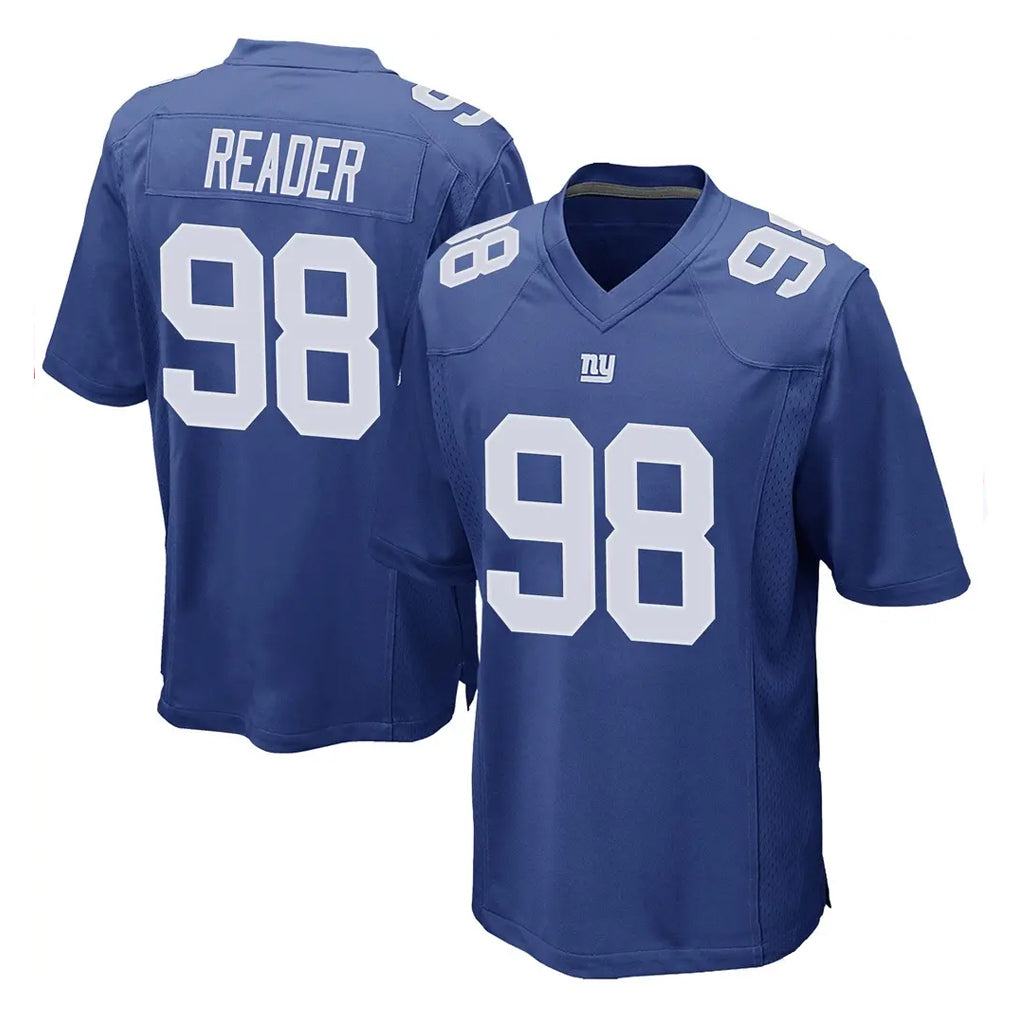 harde NY.Giants #98 DJ Reader Player Royal Home Game Stitched Jerseys