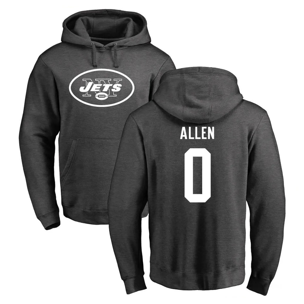 harde NY.Jets #0 Braelon Allen Player Gray Pullover Hoodies Limited Game Stitched Jerseys