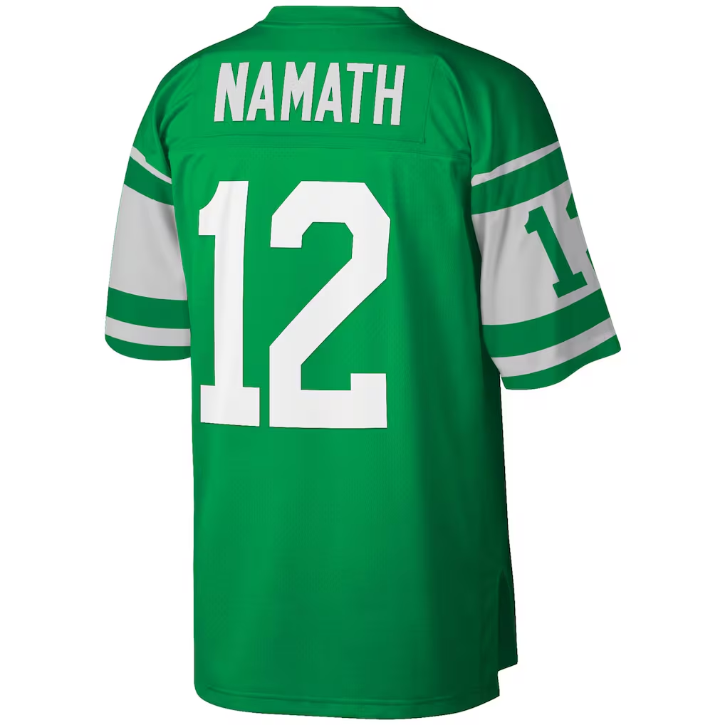 harde NY.Jets #12 Joe Namath Mitchell & Ness Kelly Green Legacy Replica Stitched Puhic Jersey