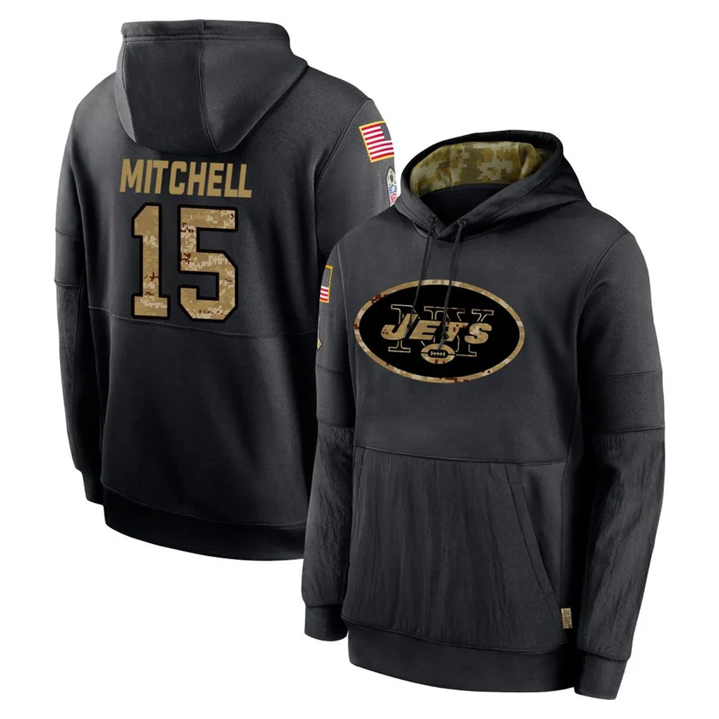 harde NY.Jets #15 Adonai Mitchell Player Black Salute to Service Hoodies Limited Game Stitched Jerseys