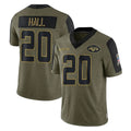 harde NY.Jets #20 Breece Hall Player Olive Salute To Service Limited Game Stitched Jerseys