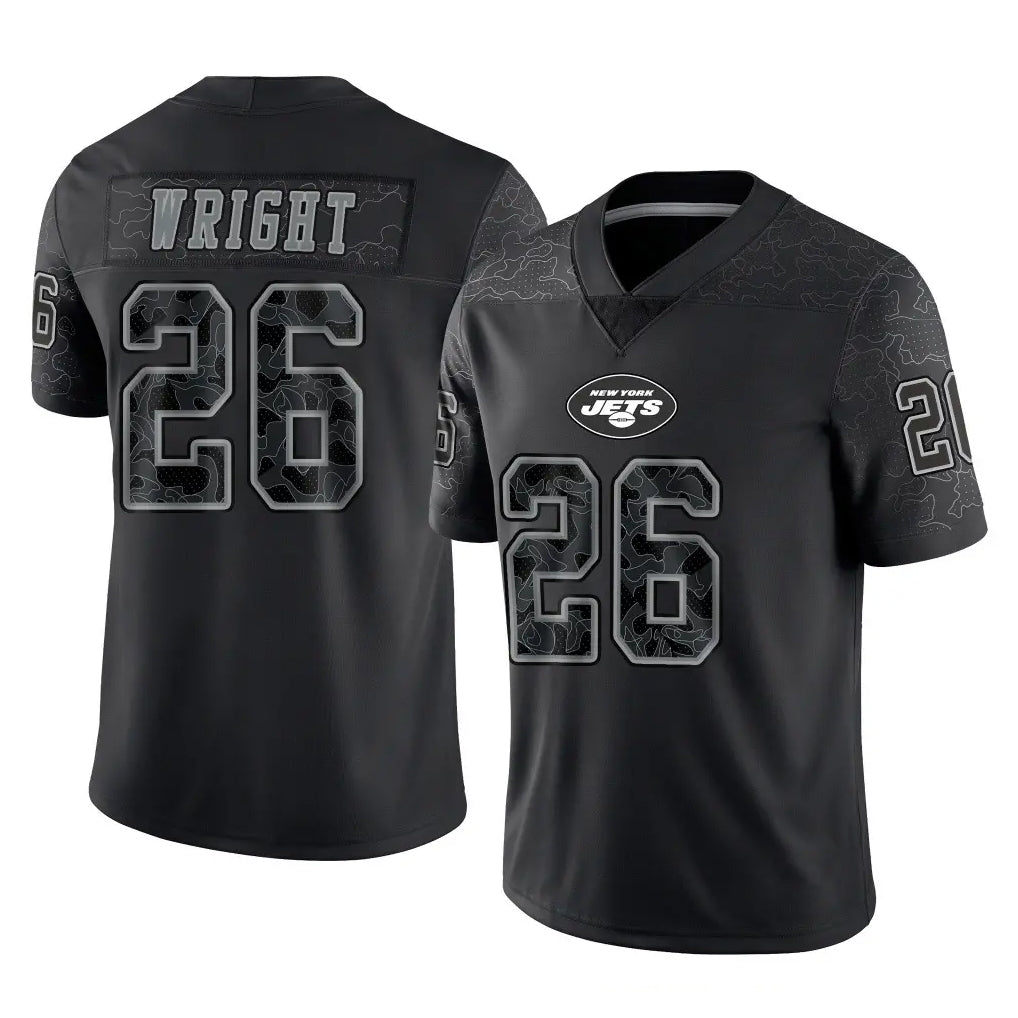 harde NY.Jets #26 Nahshon Wright Player Stealth Black Limited Reflective Home Game Stitched Jerseys