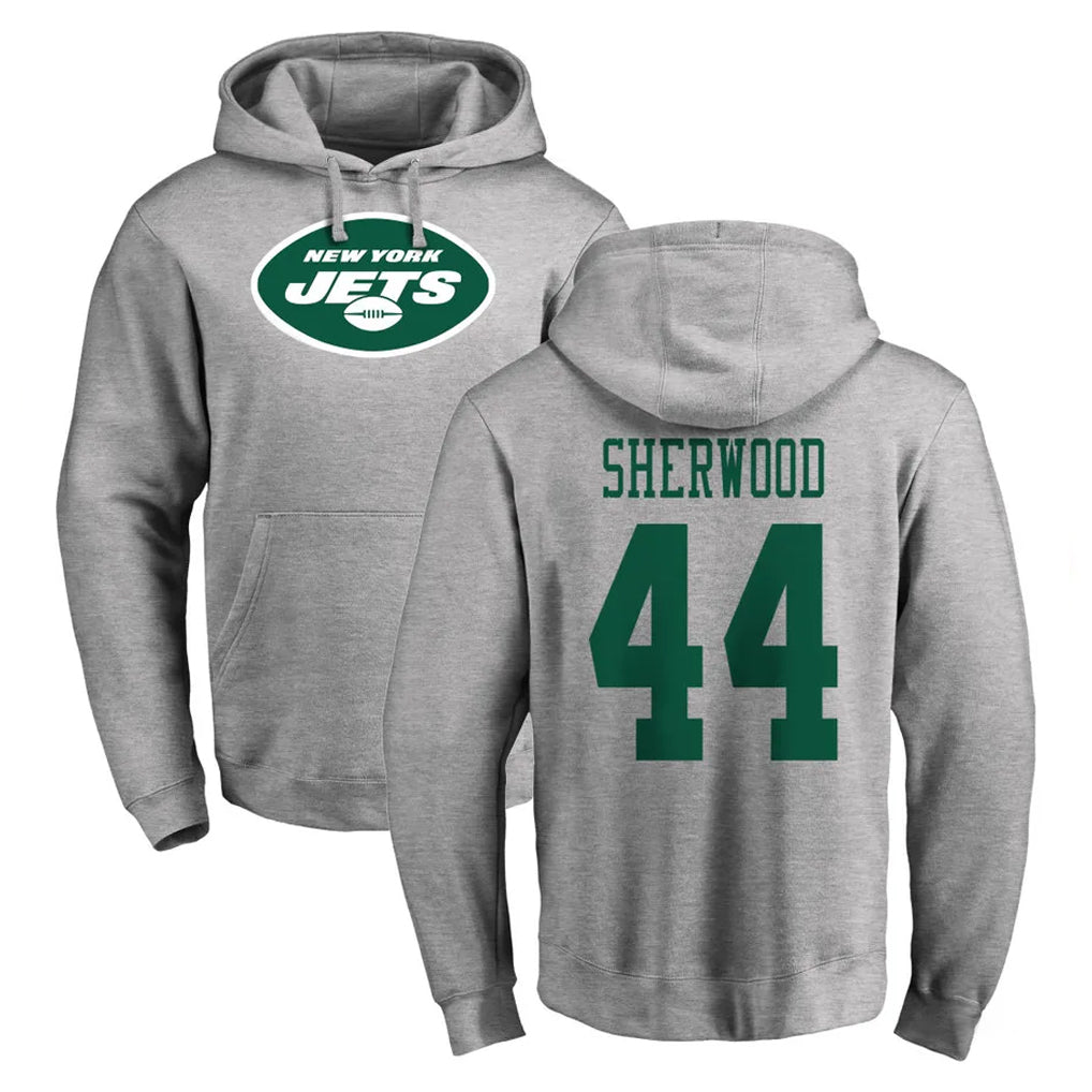 harde NY.Jets #44 Jamien Sherwood Player Gray LOGO Pullover Hoodies Limited Game Stitched Jerseys