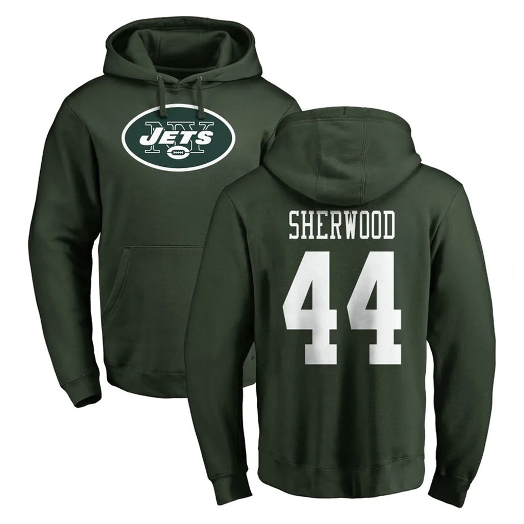 harde NY.Jets #44 Jamien Sherwood Player Green LOGO Pullover Hoodies Limited Game Stitched Jerseys