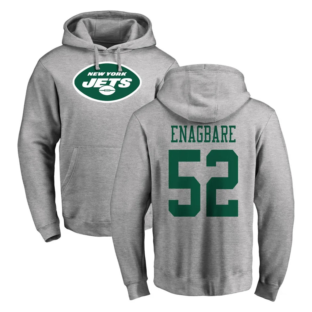 harde NY.Jets #52 Kingsley Enagbare Player Gray LOGO Pullover Hoodies Limited Game Stitched Jerseys