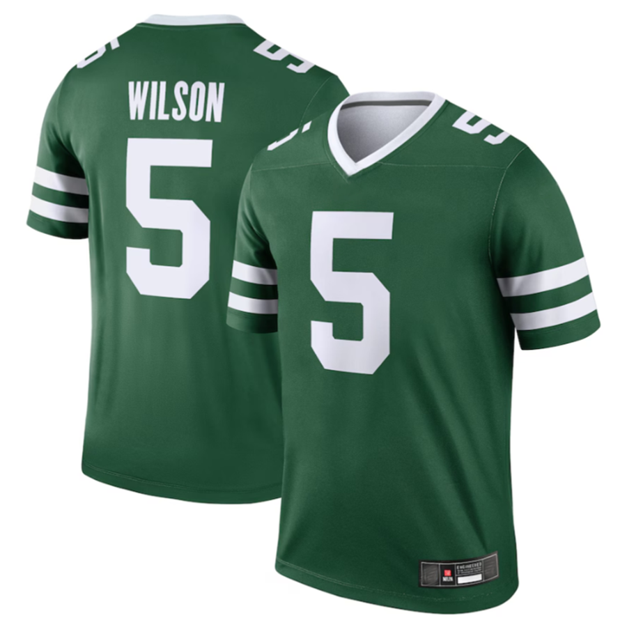 harde NY.Jets #5 Garrett Wilson Legacy Green Legend Jersey Stitched American Stitched Jersey