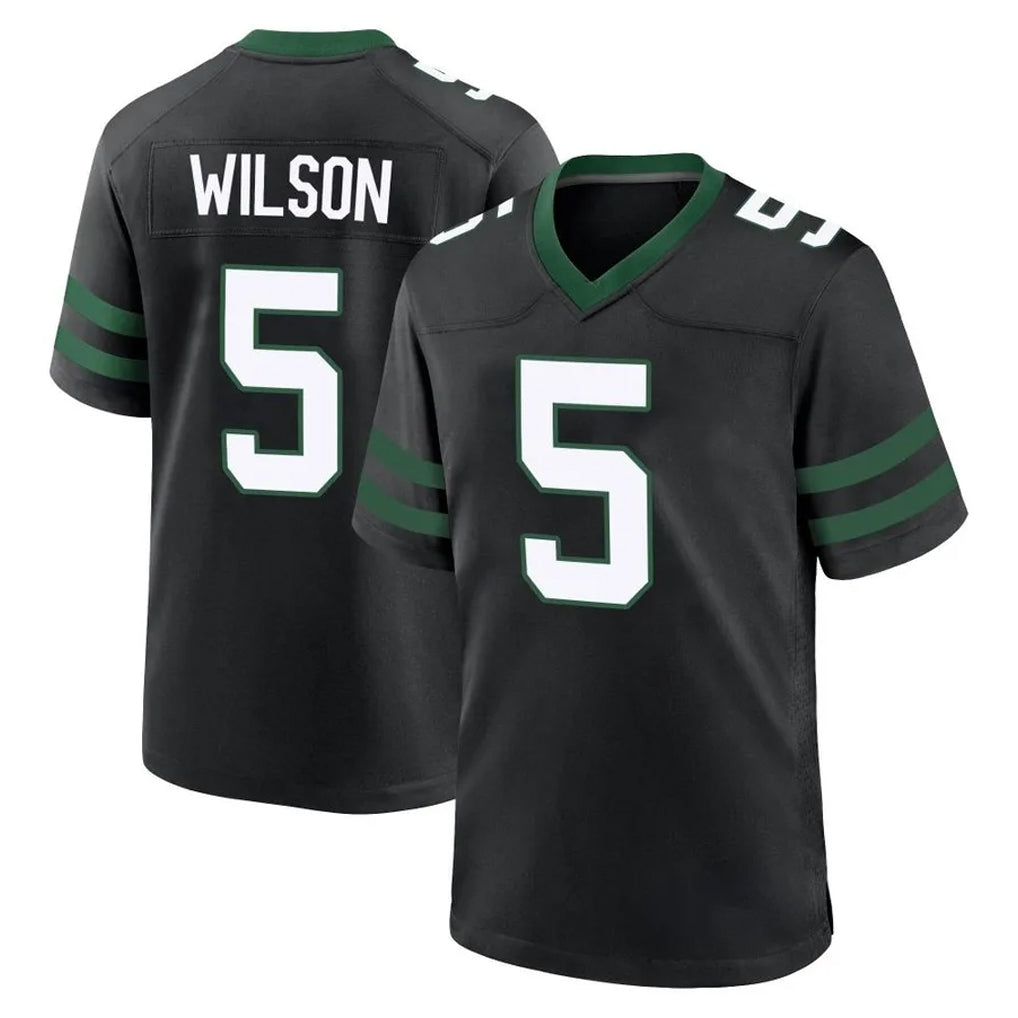 harde NY.Jets #5 Garrett Wilson Player Black Legacy Home Game Stitched Jerseys