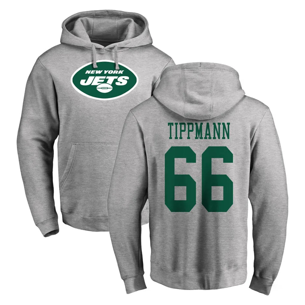 harde NY.Jets #66 Joe Tippmann Player Gray LOGO Pullover Hoodies Limited Game Stitched Jerseys