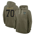 harde NY.Jets #70 Armand Membou Player Olive Salute to Service Pullover Hoodies Limited Stitched Jerseys