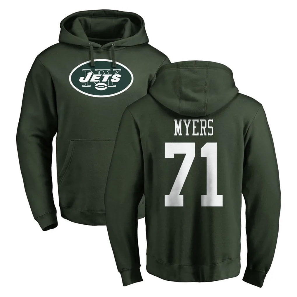 harde NY.Jets #71 Josh Myers Player Green LOGO Pullover Hoodies Limited Game Stitched Jerseys