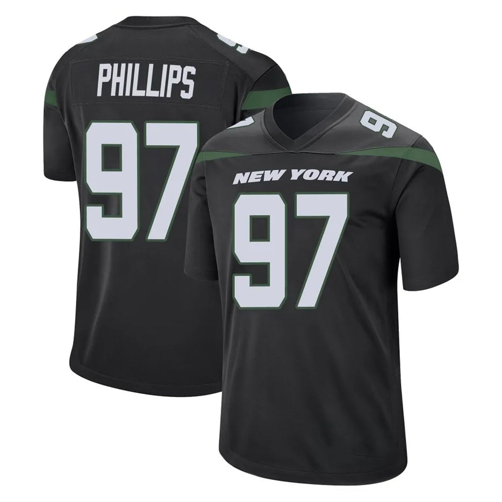harde NY.Jets #97 Harrison Phillips Player Stealth Black Home Game Stitched Jerseys