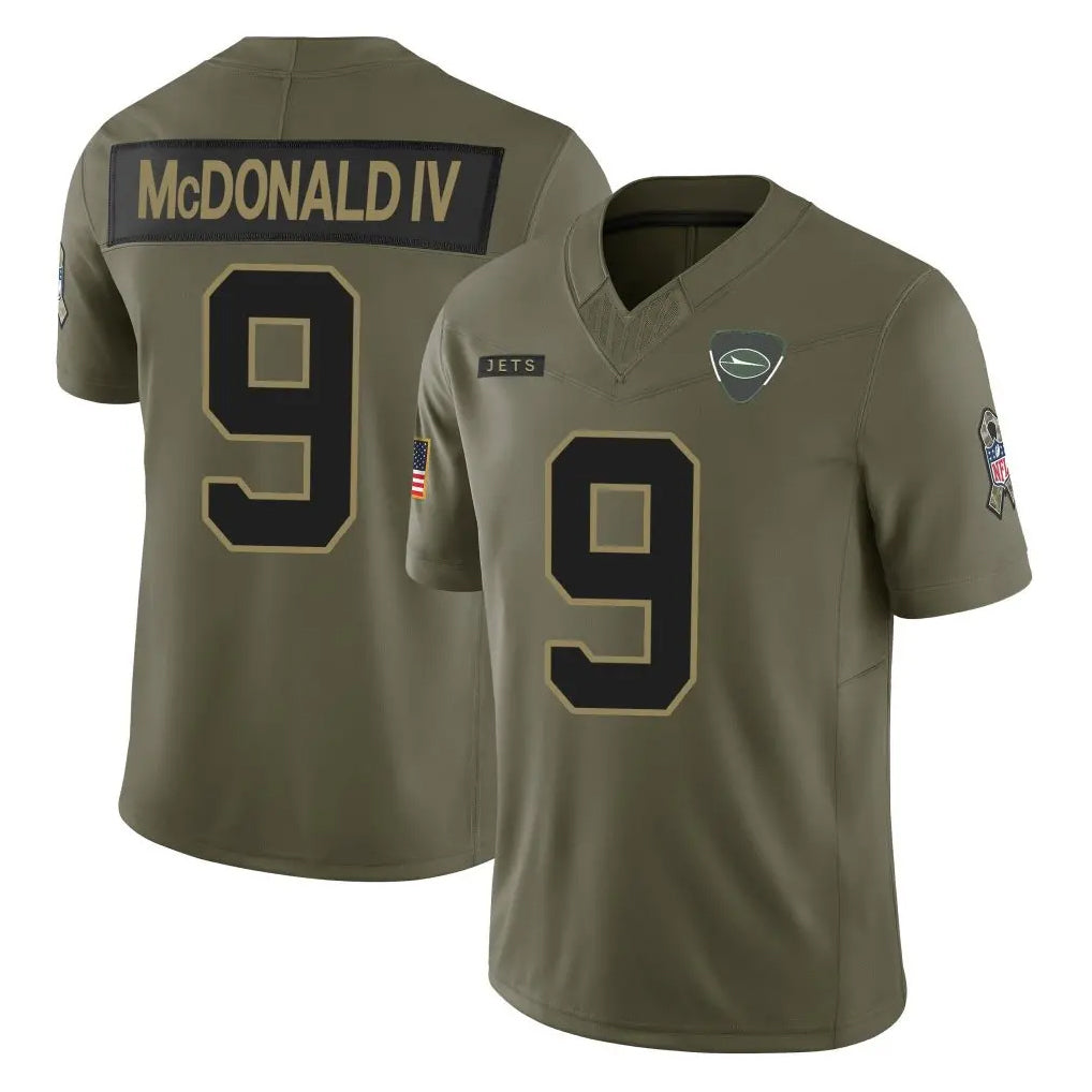 harde NY.Jets #9 Will McDonald IV Player Olive 2025 Salute To Service Limited Stitched Jerseys