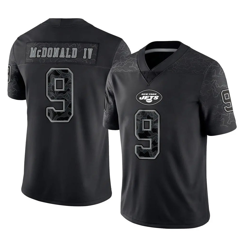 harde NY.Jets #9 Will McDonald IV Player Stealth Black Limited Reflective Home Game Stitched Jerseys