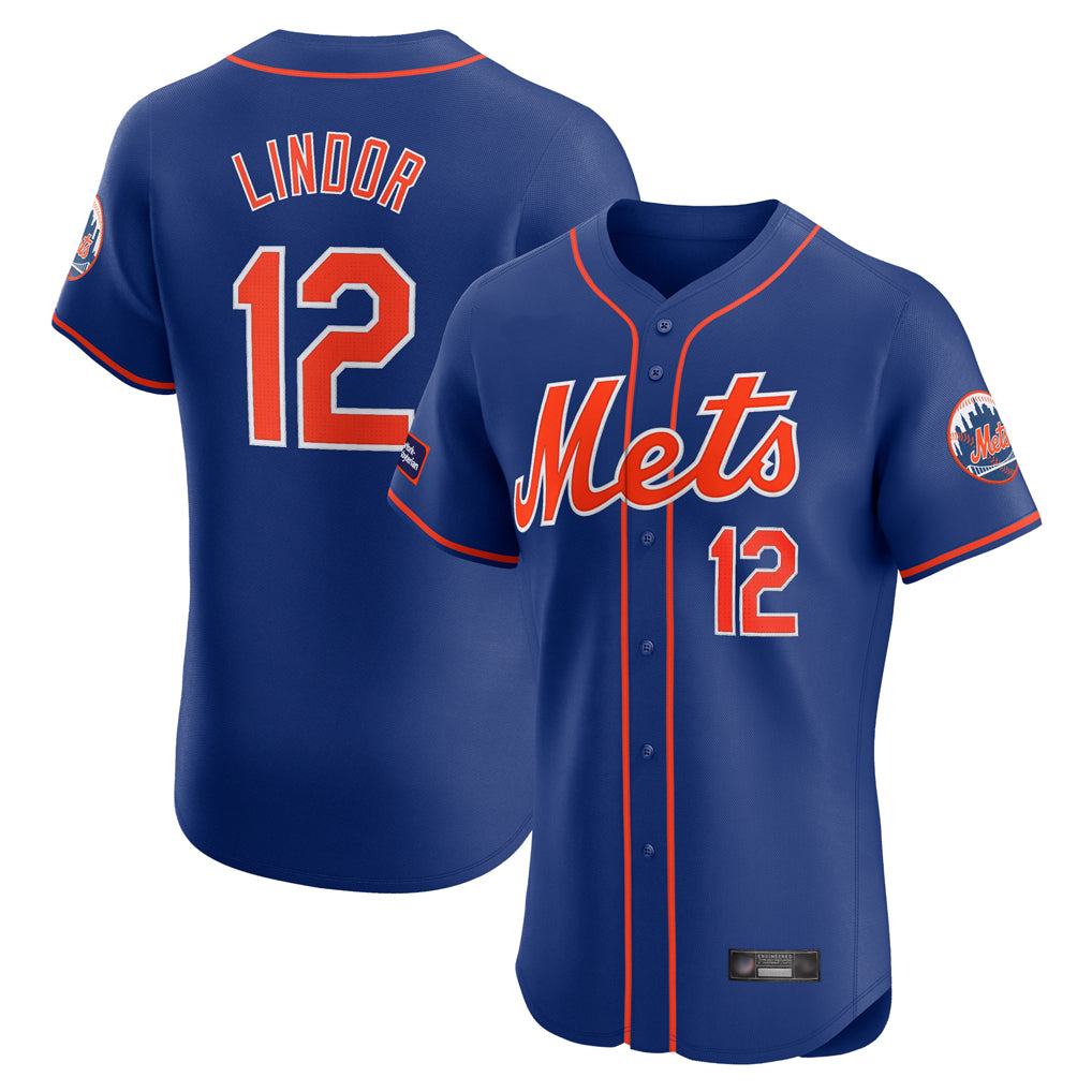 harde NY.Mets #12 Francisco Lindor Player Royal Limited Elite Home Stitched Jerseys