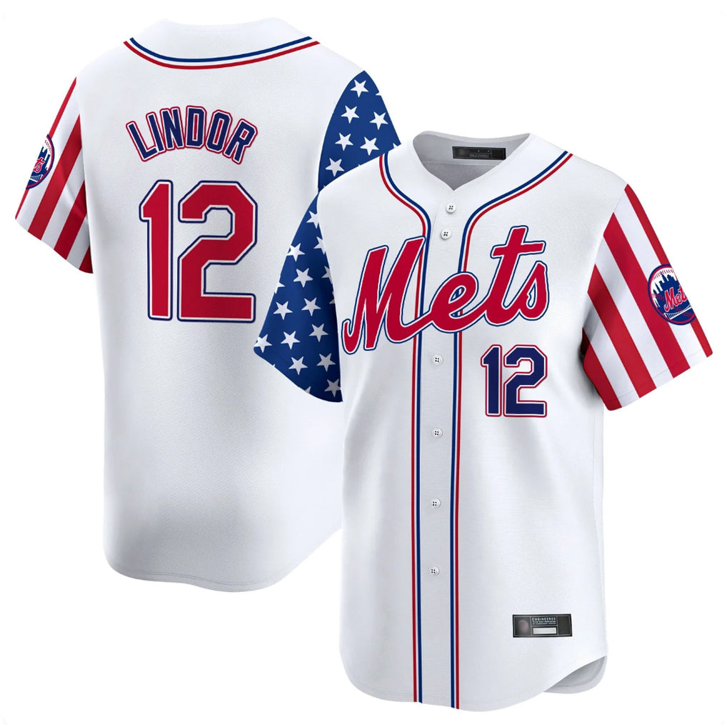 harde NY.Mets #12 Francisco Lindor Player White 2025 Independence Day Vapor Premier Limited  Stitched Jerseys