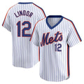 harde NY.Mets #12 Francisco Lindor Player White Cooperstown Collection T-shirt Game Stitched Jerseys