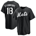 harde NY.Mets #18 Darryl Strawberry Player Black Home Game Stitched Jerseys