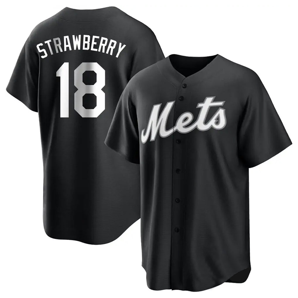 harde NY.Mets #18 Darryl Strawberry Player Black Home Game Stitched Jerseys