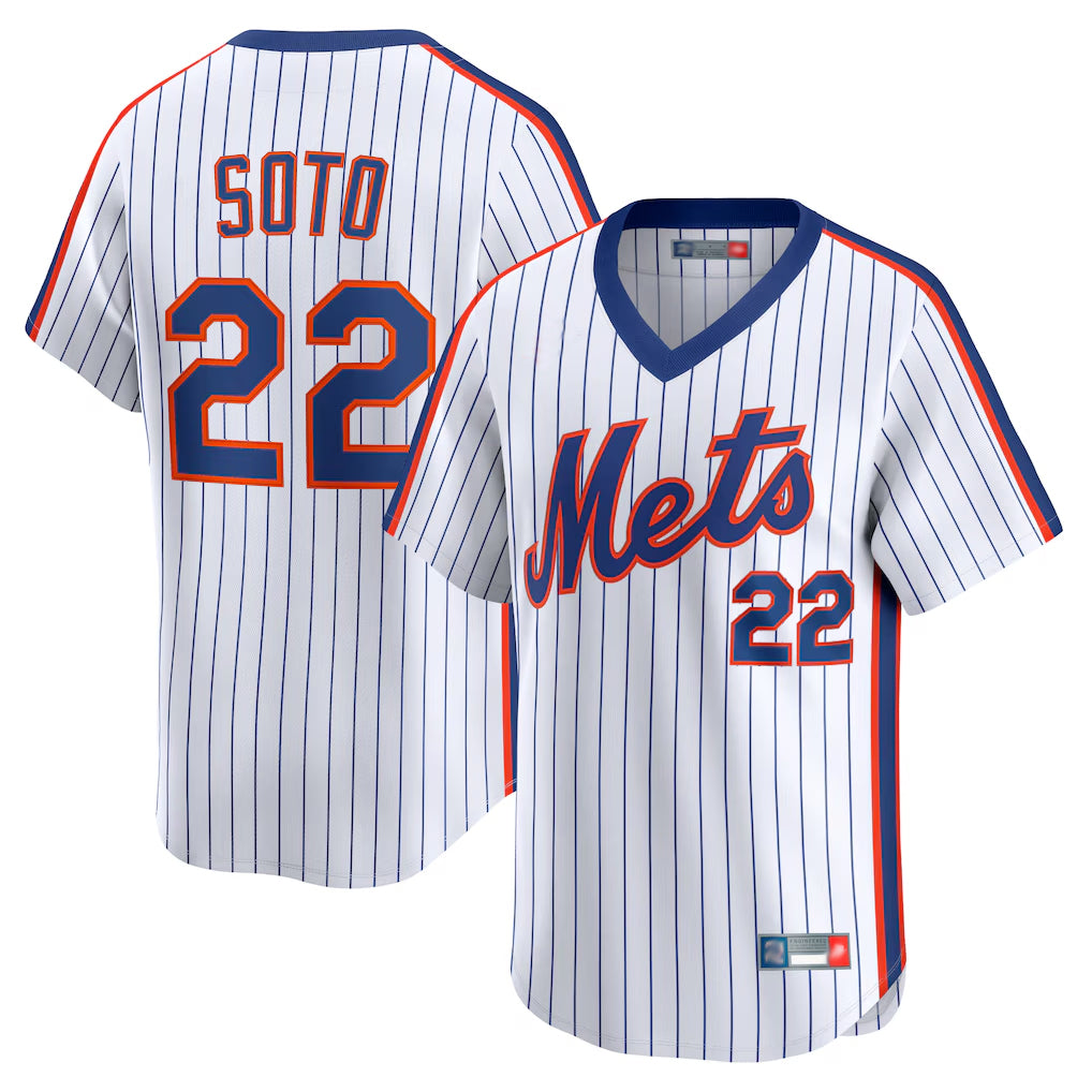 harde NY.Mets #22 Juan Soto Player White Cooperstown Collection T-shirt Game Stitched Jerseys