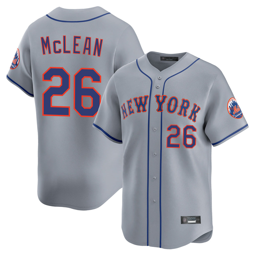 harde NY.Mets #26 Nolan McLean Player Gray Road Limited Home Stitched Jerseys