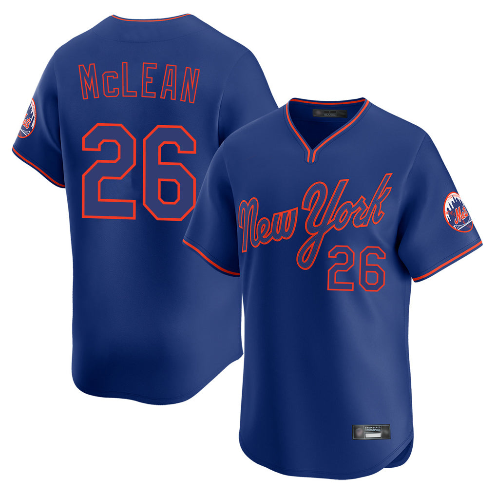 harde NY.Mets #26 Nolan McLean Player Royal T-shirt Home Limited Elite Stitched Jerseys