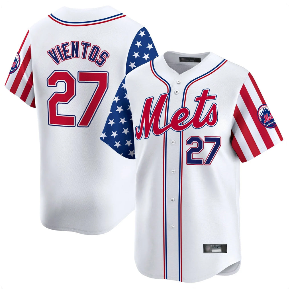 harde NY.Mets #27 Mark Vientos Player White 2025 Independence Day Vapor Premier Limited  Stitched Jerseys