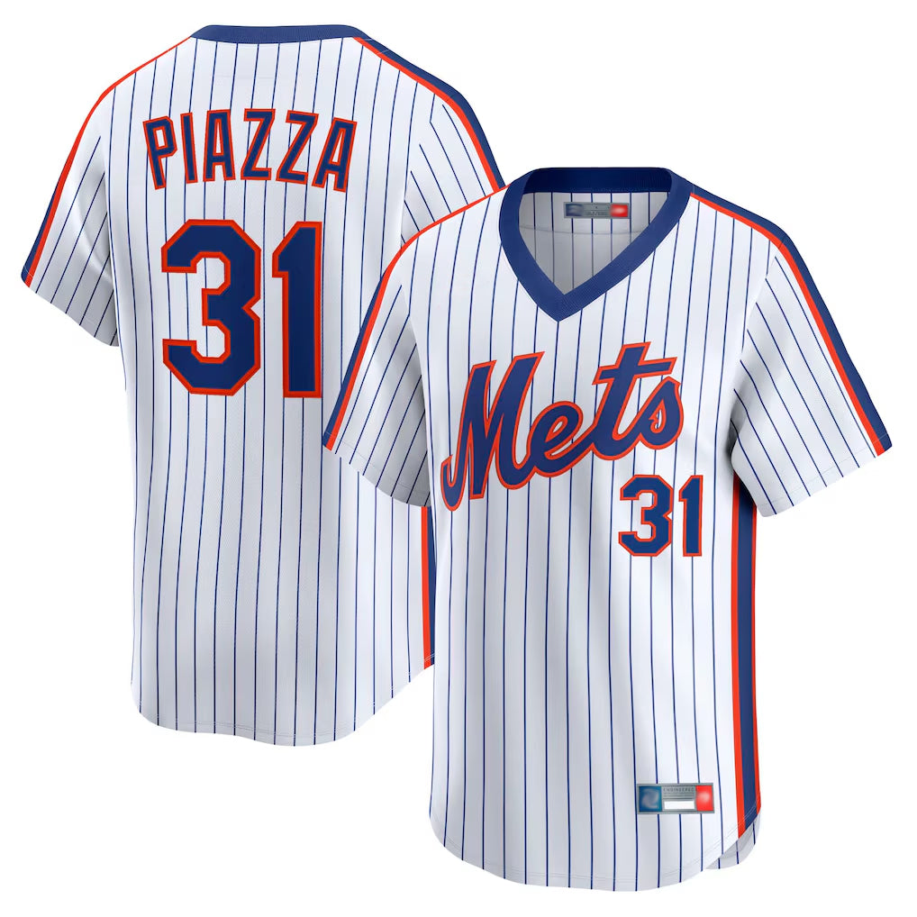 harde NY.Mets #31 Mike Piazza Player White Cooperstown Collection T-shirt Game Stitched Jerseys