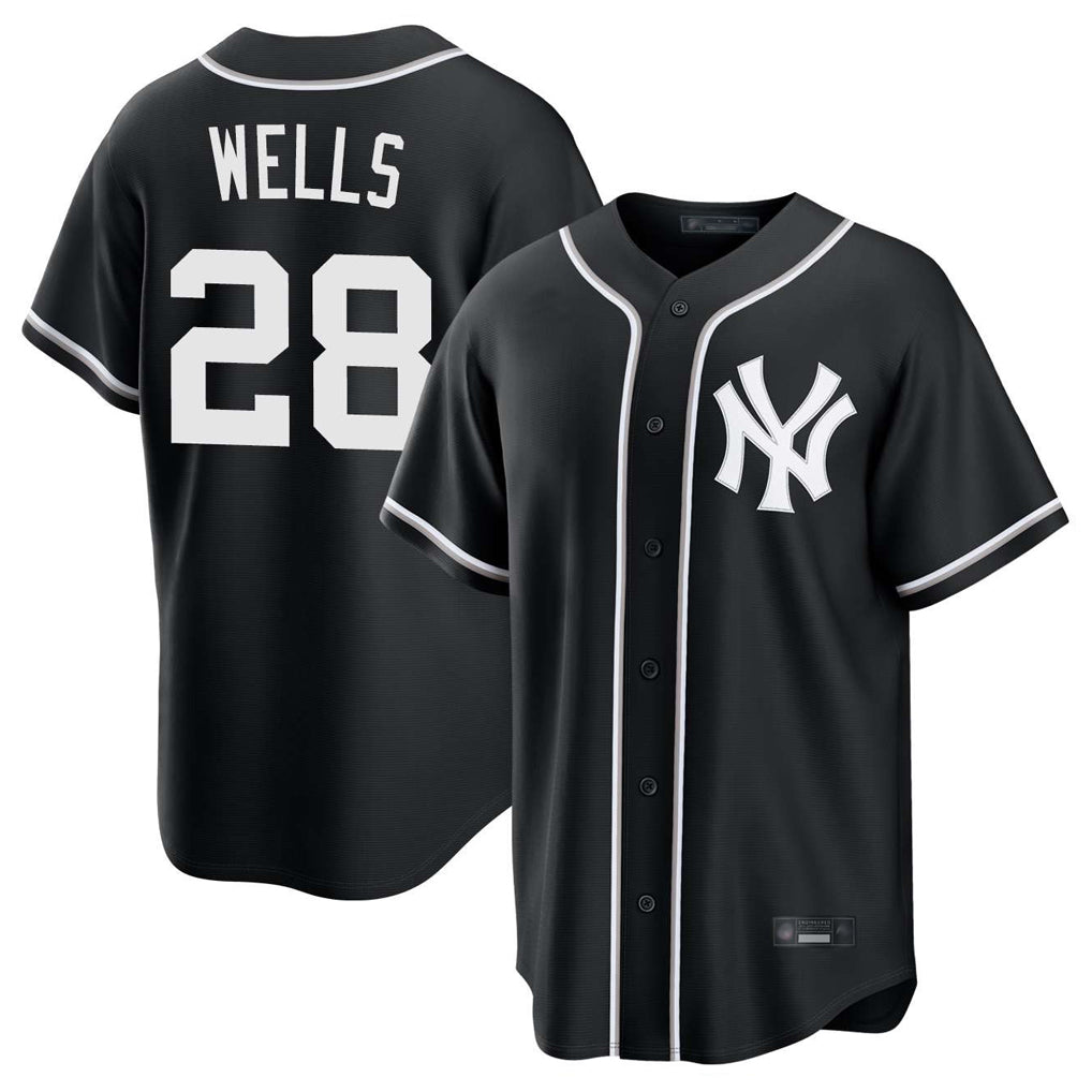 harde NY.Yankees #28 Austin Wells Player Black Out Game Home Stitched Jerseys