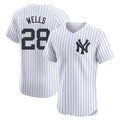 harde NY.Yankees #28 Austin Wells Player White Limited Elite Home Stitched Jerseys