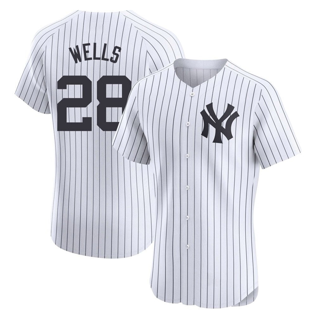 harde NY.Yankees #28 Austin Wells Player White Limited Elite Home Stitched Jerseys