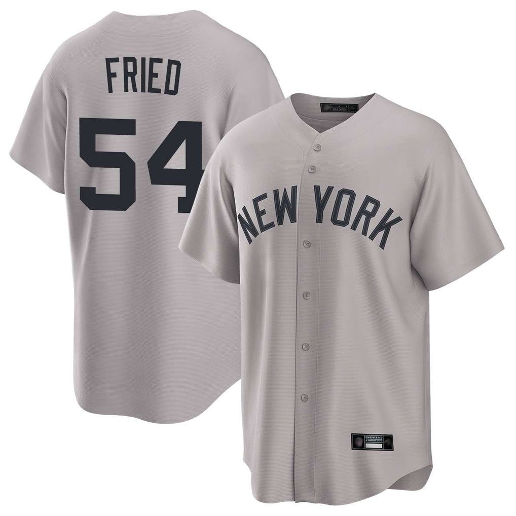 harde NY.Yankees #54 Max Fried Player Gray Game Home Stitched Jerseys