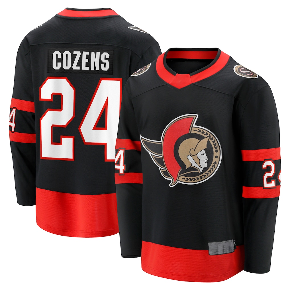 harde O.Senators #24 Dylan Cozens Black Home Breakaway Jerseys