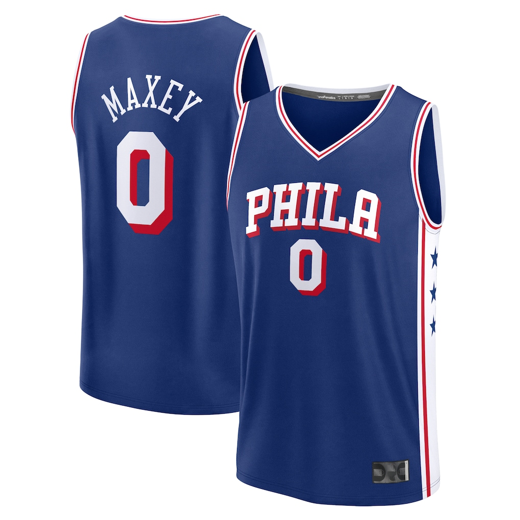 harde P.76ers #0 Tyrese Maxey  Royal Fast Break Replica Jerseys - Icon Edition