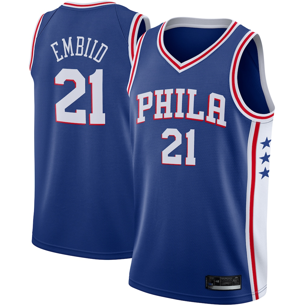 harde P.76ers #21 Joel Embiid Royal Swingman Jerseys - Icon Edition